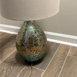 Mosaic Table Lamp with Beige Shade